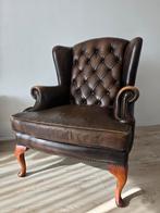 Originele lederen Chesterfield fauteuil, Huis en Inrichting, Fauteuils, Gebruikt, Klassiek, vintage, queen anne, mid century, Ophalen of Verzenden