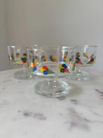 Set van 3 ijscoupes met vrolijke ijsjesprint, Glas of Glazen, Gebruikt, Ophalen of Verzenden, Glas