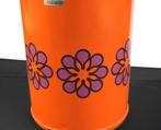 Brabantia - retro prullebak oranje met paarse bloem, Verzamelen, Ophalen of Verzenden, Huis en Inrichting