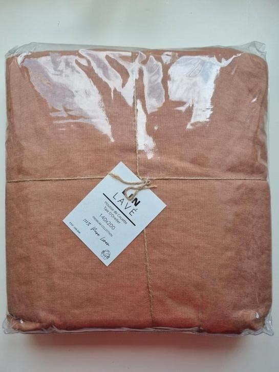 100% linnen dekbedovertrek 140x200 Soft Terra, Huis en Inrichting, Slaapkamer | Beddengoed, Nieuw, Dekbedovertrek, Eenpersoons