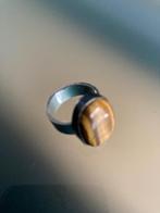 Zilveren ring met tijgeroog steen, Sieraden, Tassen en Uiterlijk, Ringen, 18 tot 19, Met edelsteen, Ophalen of Verzenden, Bruin