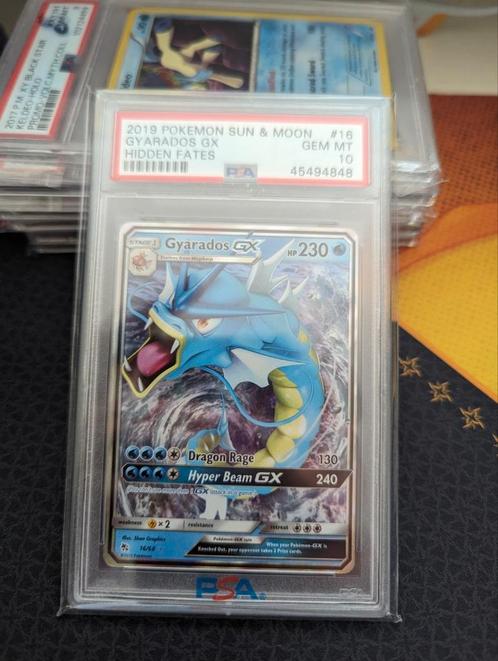 Gyarados GX #16 Pokemon Hidden Fates PSA 10, Hobby en Vrije tijd, Verzamelkaartspellen | Pokémon, Zo goed als nieuw, Losse kaart
