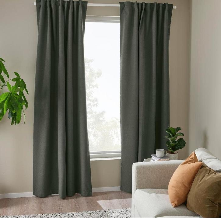 Donkergroene gordijnen - 4 stuks - ROSENMANDEL, Huis en Inrichting, Stoffering | Gordijnen en Lamellen, Zo goed als nieuw, 200 cm of meer