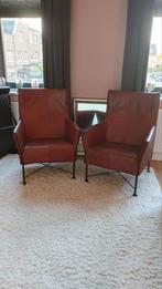 Montis Charly fauteuils in bruin leder., Gebruikt, 75 tot 100 cm, Ophalen of Verzenden, Metaal