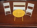 2 oude poppen stoel wit inklapbaar bankje tafel ca 1960, Ophalen of Verzenden, Gebruikt
