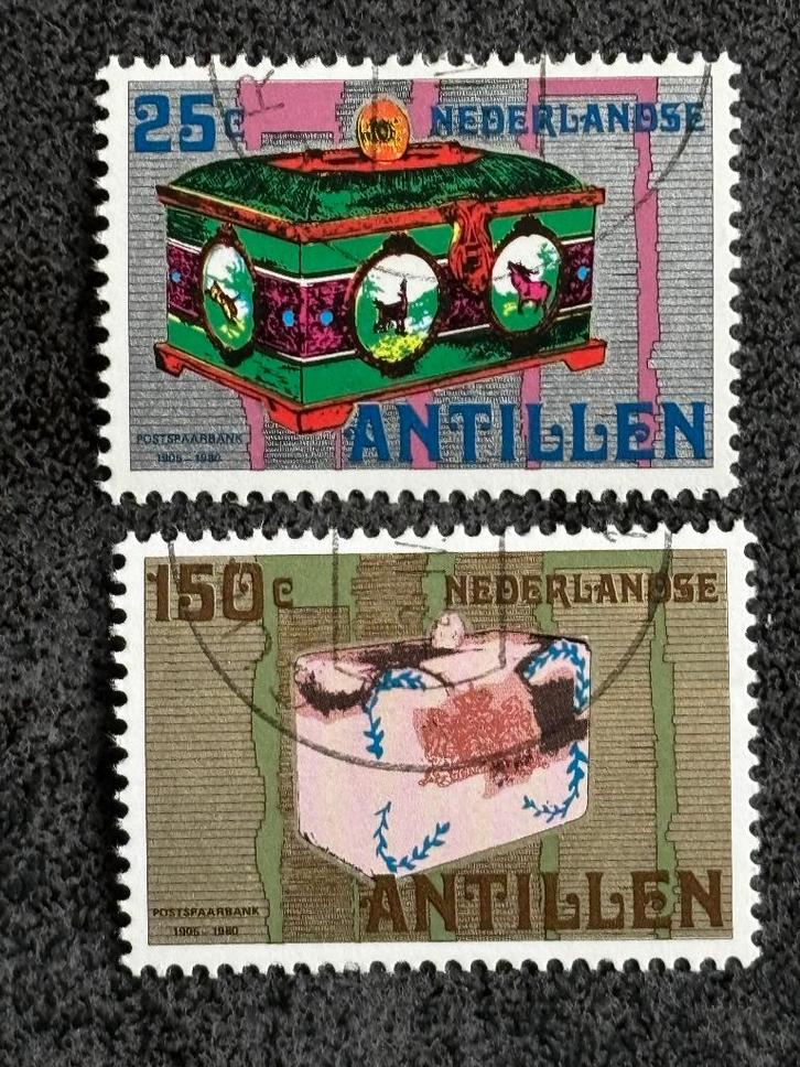 1980 NVPH 652-653, 75 jaar Postspaarbank, Gestempeld, Postzegels en Munten, Postzegels | Nederlandse Antillen en Aruba, Gestempeld
