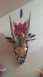 Wanddecoratie met gewei en droogbloemen, Ophalen of Verzenden, Zo goed als nieuw
