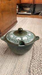 Prachtige groene midcentury keramiek dekschaal, Ophalen of Verzenden