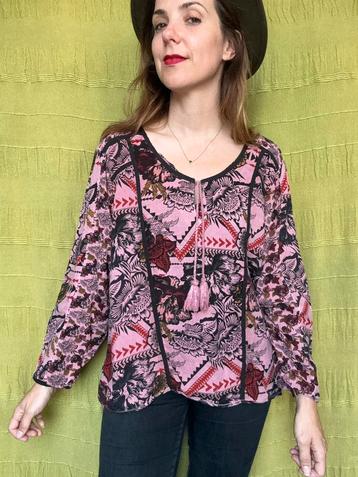 Blouse / shirt / print / roze-zwart / XXL / baggy beschikbaar voor biedingen