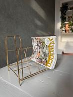 Vintage LP Rek / Tijdschriftenhouder - messing, Ophalen, Gebruikt