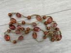 Ketting - Touw, Hout en Plastic - Bruin - 72 cm, Ophalen of Verzenden, Zo goed als nieuw, Bruin, Overige materialen