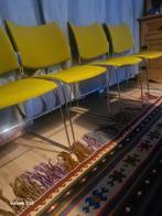 Bijna gratis Set van 4 groene stoelen met chromen frame, Ophalen of Verzenden, Zo goed als nieuw, Overige kleuren, Vier
