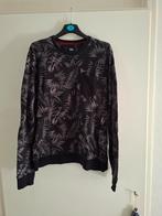 Zwarte Sweater met Bladerprint - Maat L, Ophalen of Verzenden, Zo goed als nieuw, Maat 52/54 (L), Zwart