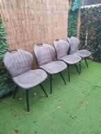 4 Industriële Eetkamerstoelen, Huis en Inrichting, Stoelen, Ophalen, Gebruikt, Metaal, Vier