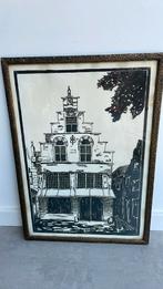 Hout/lino snede de Waag in Oude Water, Antiek en Kunst, Kunst | Litho's en Zeefdrukken, Ophalen
