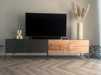 TV-Meubel Tower living, teakhout en staal., Ophalen, Zo goed als nieuw, 200 cm of meer, 25 tot 50 cm