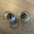Vintage FOHL kandelaar set — glasbol op metalen voet, Ophalen of Verzenden