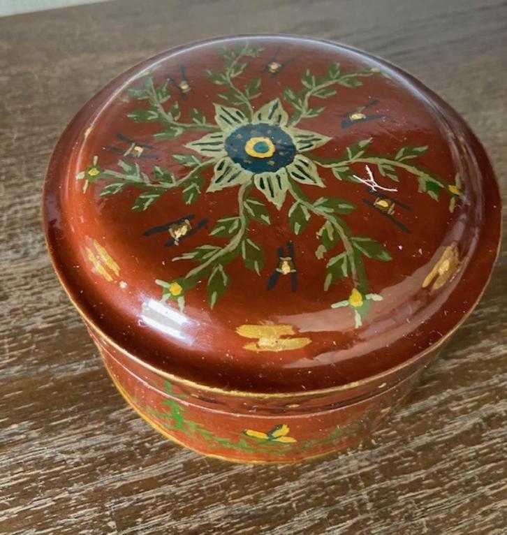 Metalen koek trommeltje in reproductie Hindeloopen stijl, Antiek en Kunst, Curiosa en Brocante, Ophalen of Verzenden