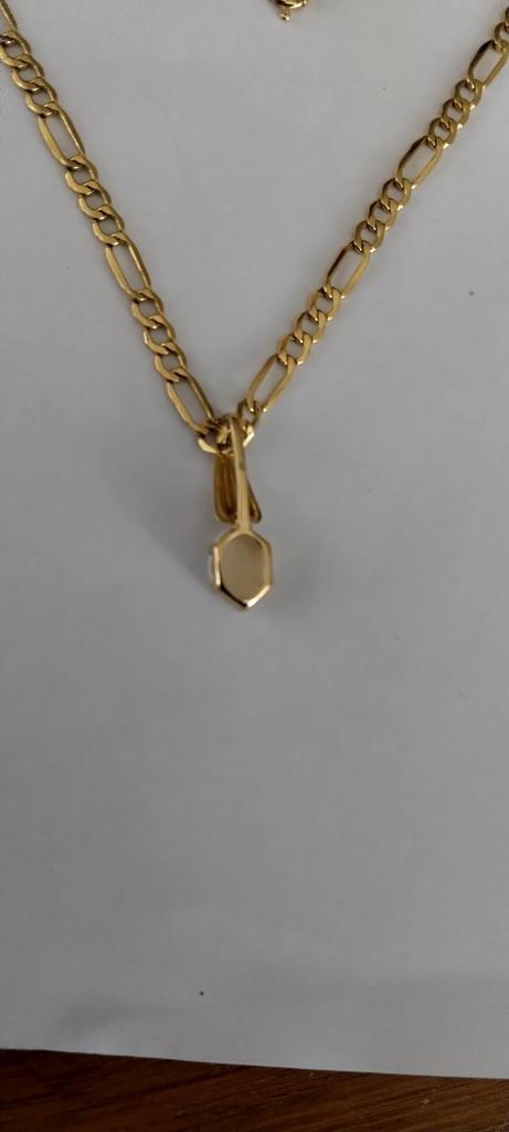 14 karaat Figaro hals ketting met 14 karaat gouden hanger, Sieraden, Tassen en Uiterlijk, Kettingen, Nieuw, Goud, Ophalen of Verzenden