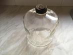 kerosine glazen fles veer ijzeren dop antiek glas, Antiek en Kunst, Ophalen