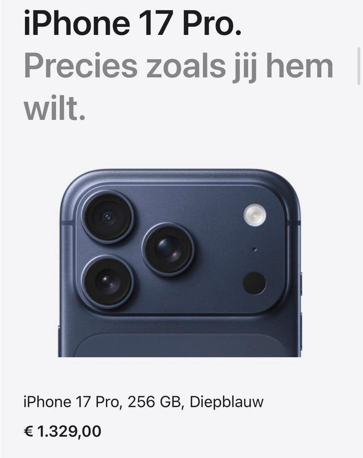 Iphone 17 Pro - Diepblauw - 256GB, Telecommunicatie, Mobiele telefoons | Toebehoren en Onderdelen, Nieuw, Apple iPhone, Overige typen