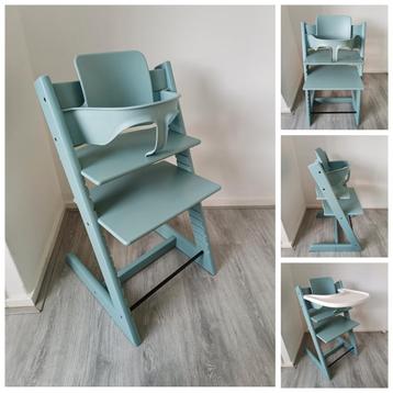 Stokke Tripp Trapp aqua blue met babyset en tray/eetblad  beschikbaar voor biedingen