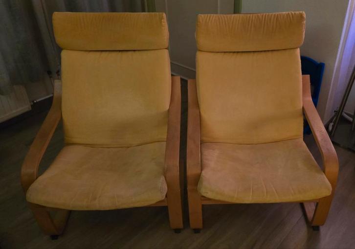 Gratis 2 ikea poang stoelen, Huis en Inrichting, Stoelen, Gebruikt, Twee, Stof, Overige kleuren, Ophalen