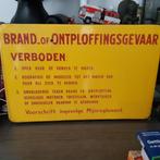 Emaille bord brand of ontploffingsgevaar Mijnreglement, Antiek en Kunst, Ophalen of Verzenden