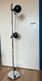 Retro lamp bollenlamp zwart chroom, Ophalen, Gebruikt, Metaal, 100 tot 150 cm