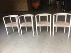 Vintage  witte houten eetkamer stoelen. Jaren 70., Ophalen of Verzenden, Zo goed als nieuw, Wit, Hout