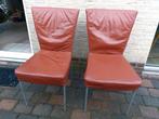 GRATIS 4 leren eetkamerstoelen, Ophalen, Gebruikt, Bruin, Leer