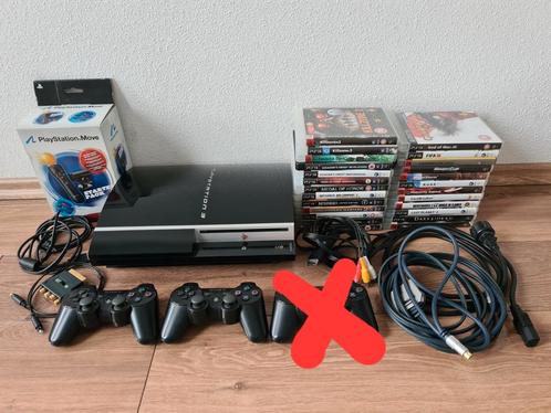 PS3 PlayStation 3 Phat 372 GB + 2 controllers + 25 spellen, Spelcomputers en Games, Spelcomputers | Sony PlayStation 3, Gebruikt