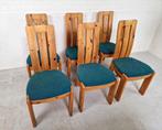 Set van 6 Vintage Deense Eetkamerstoelen, Ophalen, Gebruikt, Blauw, -