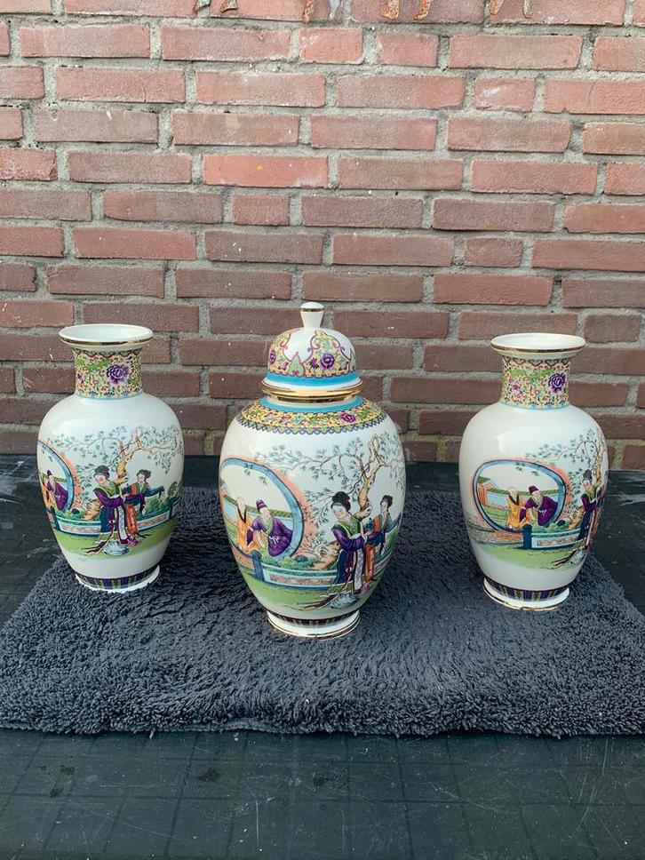 Vintage Chinees Keramisch Kaststel, 4-delig, jaren 50., Antiek en Kunst, Antiek | Keramiek en Aardewerk, Ophalen of Verzenden