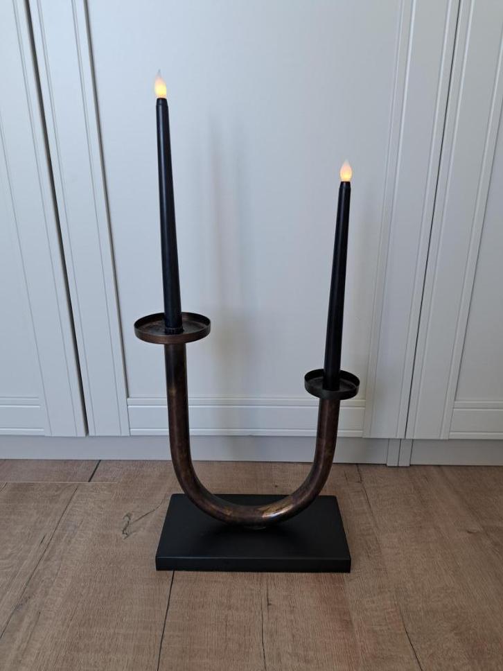 **Prachtige dubbele kandelaar, antiek brons.**, Huis en Inrichting, Woonaccessoires | Kandelaars en Kaarsen, Zo goed als nieuw