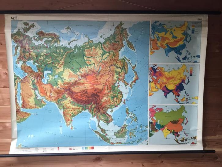 Antieke Schoolplaat Azië, Antiek en Kunst, Antiek | Schoolplaten, Aardrijkskunde, Ophalen