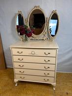 Gratis bezorging!Vintage Brocante Romantische Kaptafel Ladek, Huis en Inrichting, Tafels | Kaptafels, Gebruikt, 100 tot 150 cm