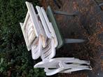 Drie tuin stoelen en vierkante tuin tafeltje, Tuin en Terras, Ophalen, Zo goed als nieuw, Kunststof