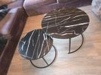 Set van 2 marmerlook salontafels, Huis en Inrichting, Tafels | Salontafels, 50 tot 100 cm, Rond, Zo goed als nieuw, Minder dan 50 cm