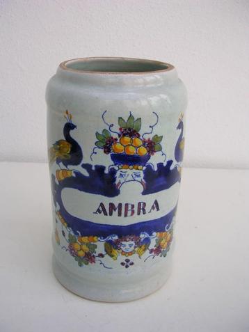 Antieke Majolica Faience Albarello Apothekerspot, 3 Klokken beschikbaar voor biedingen