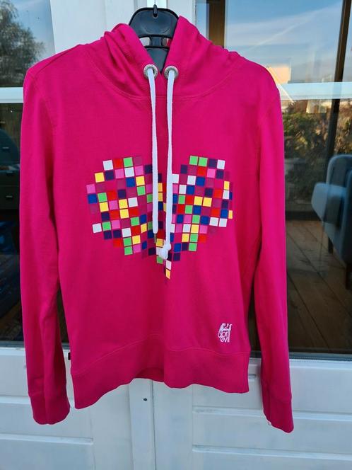 Roze hoodie met hart print, Kleding | Dames, Truien en Vesten, Gedragen, Maat 36 (S), Roze, Ophalen of Verzenden
