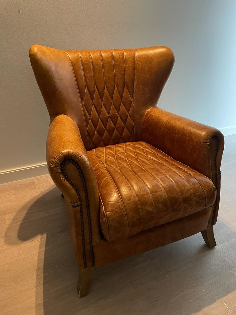 Leren stoel, Huis en Inrichting, Ophalen, Leer, Zo goed als nieuw, 75 tot 100 cm