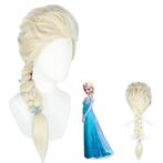 Luxe Frozen Disney pruik Elsa Ice-Queen met vlecht en glitte, Nieuw, Pruik of Haarverlenging, Verzenden