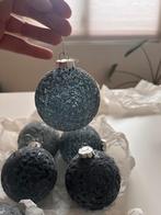 6 Blauwe Kerstballen Glas (Intratuin) deels doorschijnend, Diversen, Kerst, Ophalen, Zo goed als nieuw