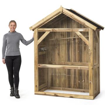 SHOWROOM UITVERKOOP! Houten vogel volière gemonteerd beschikbaar voor biedingen
