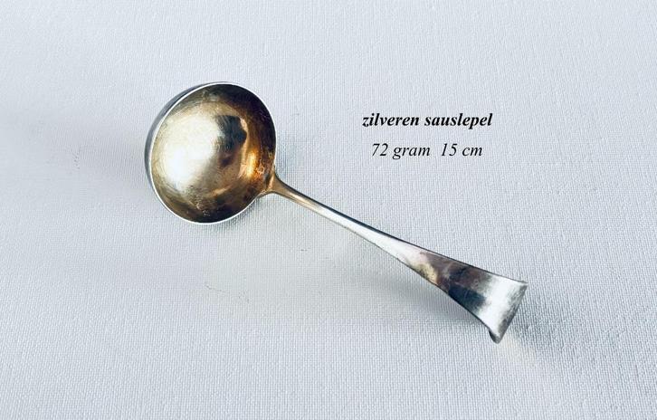 Zilveren Sauslepel Hollands Glad 72 gram 15 cm, Antiek en Kunst, Antiek | Bestek, Ophalen