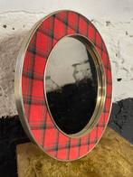 Vintage mid century ronde spiegel schotse ruit tartan, Huis en Inrichting, Woonaccessoires | Spiegels, Minder dan 50 cm, Gebruikt