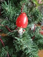 oude glazen ajeco paddestoel op clip, Diversen, Kerst, Ophalen of Verzenden, Gebruikt