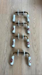 4x Deurklinken Porselein, Goudeville Limoges Paris. Vintage, Ophalen of Verzenden, Gebruikt, Koper of Messing, Klink of Kruk