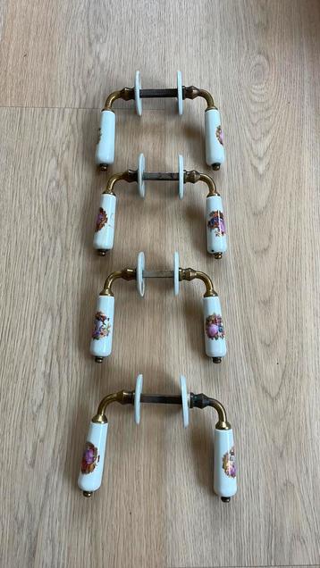 4x Deurklinken Porselein, Goudeville Limoges Paris. Vintage beschikbaar voor biedingen